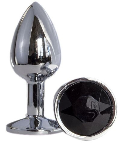 Металлическая анальная втулка с кристаллом - 7,2 см.