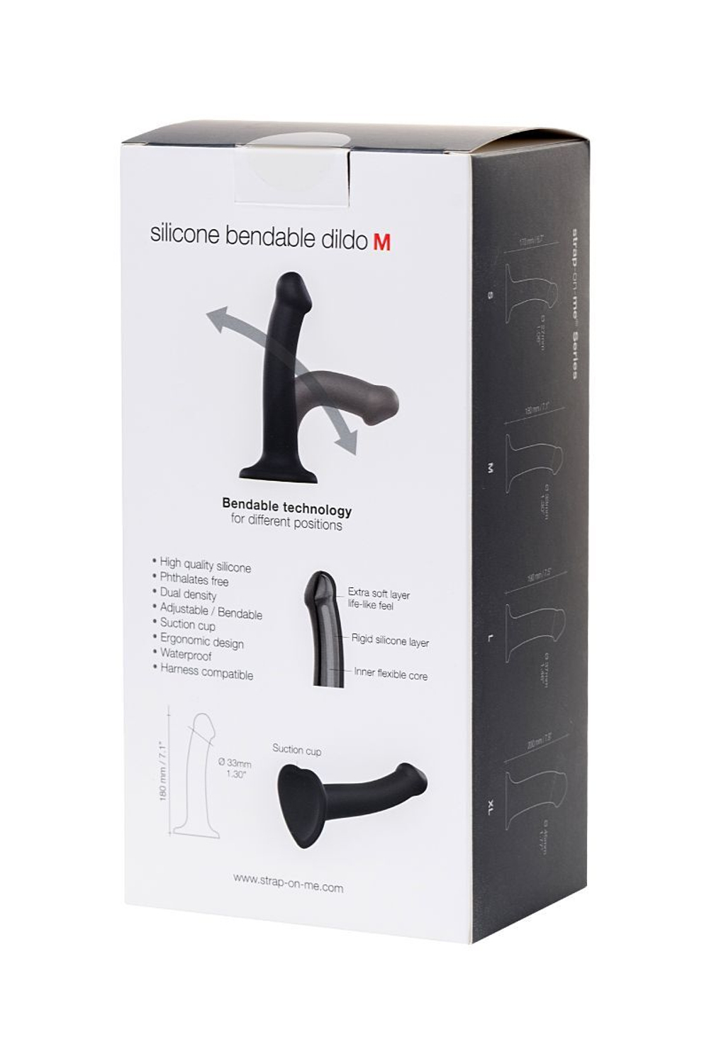 Черный фаллос на присоске silicone bendable dildo