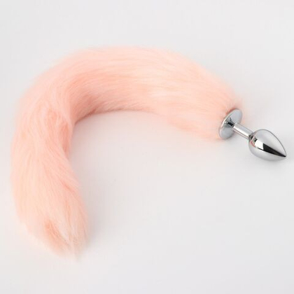 Серебристая анальная втулка с хвостиком