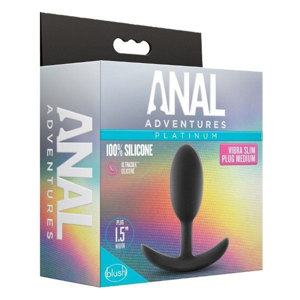 Черная анальная пробка Silicone Vibra Slim Plug