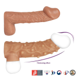 Телесная насадка с пупырышками и открытой головкой nude sleeve m - 12 см.