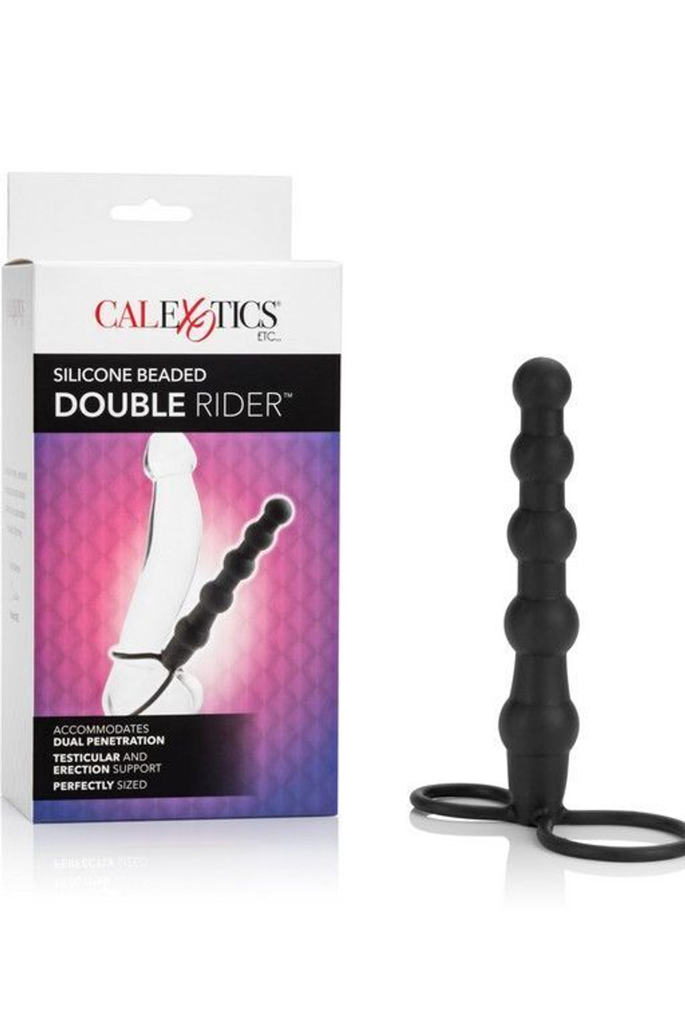 Насадка на пенис для двойного проникновения silicone beaded double rider - 14 см.