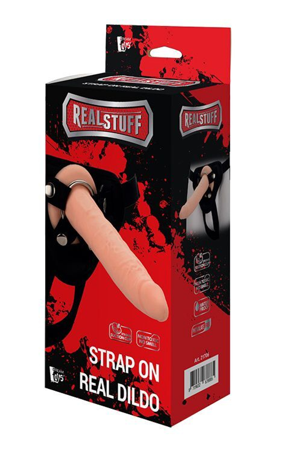 Телесный страпон на черных трусиках strap on real dildo - 20 см.