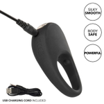 Черное эрекционное виброкольцо silicone rechargeable pleasure ring