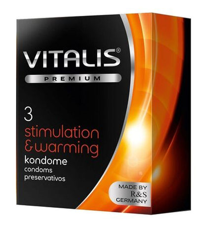 Презервативы Vitalis Premium Stimulation & Warming с согревающим эффектом - 3 шт.