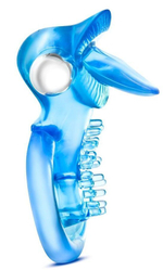 Голубое эрекционное виброкольцо 10 Function Vibrating Tongue Ring