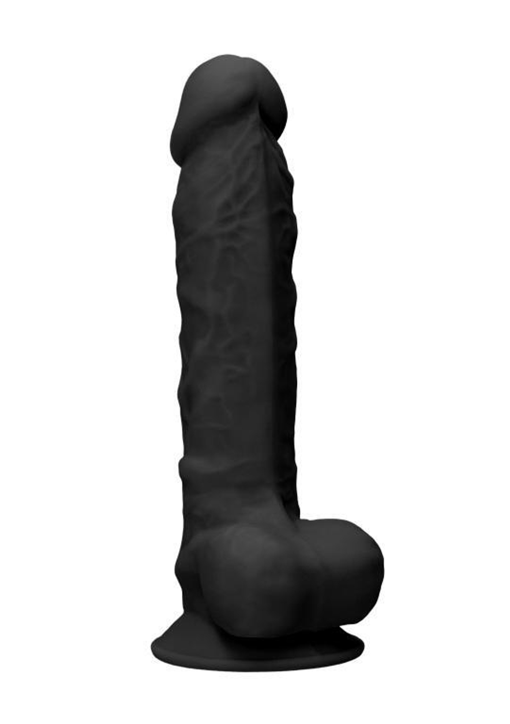 Черный фаллоимитатор realistic cock with scrotum