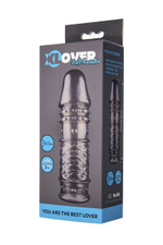 Дымчатая закрытая насадка toyfa xlover с чешуйками и пупырышками - 13,5 см.