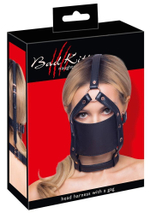 Черный намордник с кляпом-шаром head harness with a gag