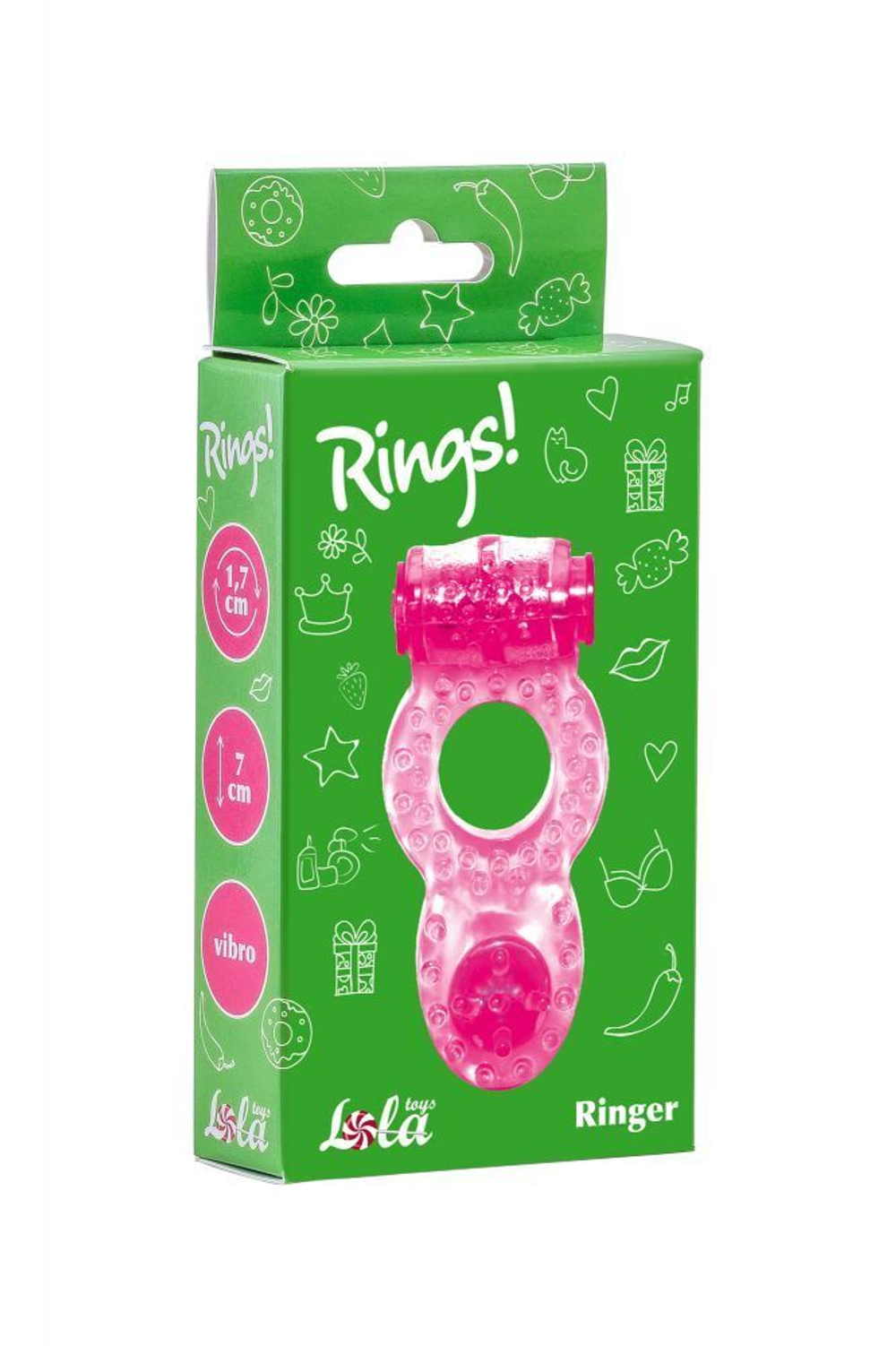 Розовое эрекционное кольцо с вибрацией rings ringer