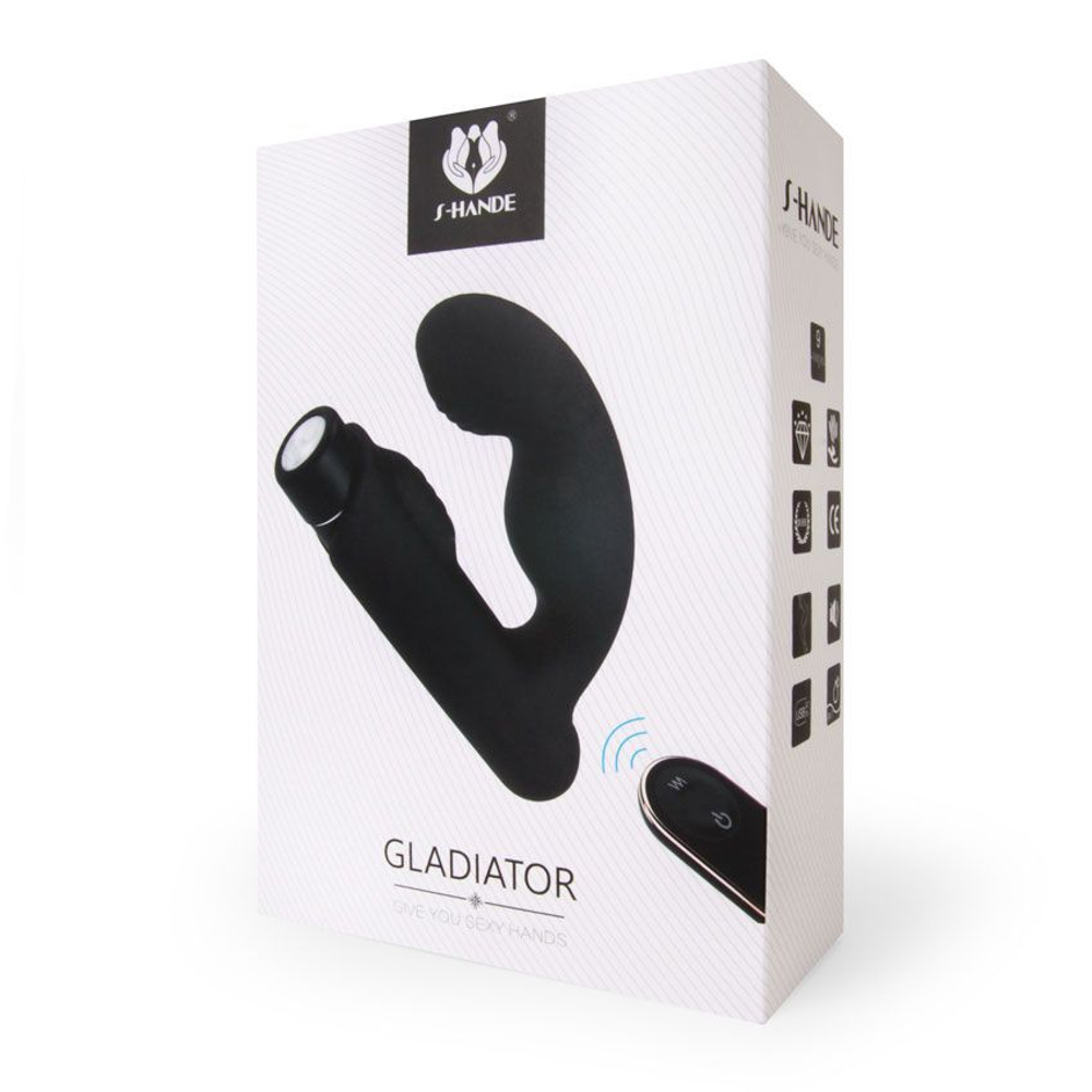 Черный вибромассажер gladiator - 10,7 см.