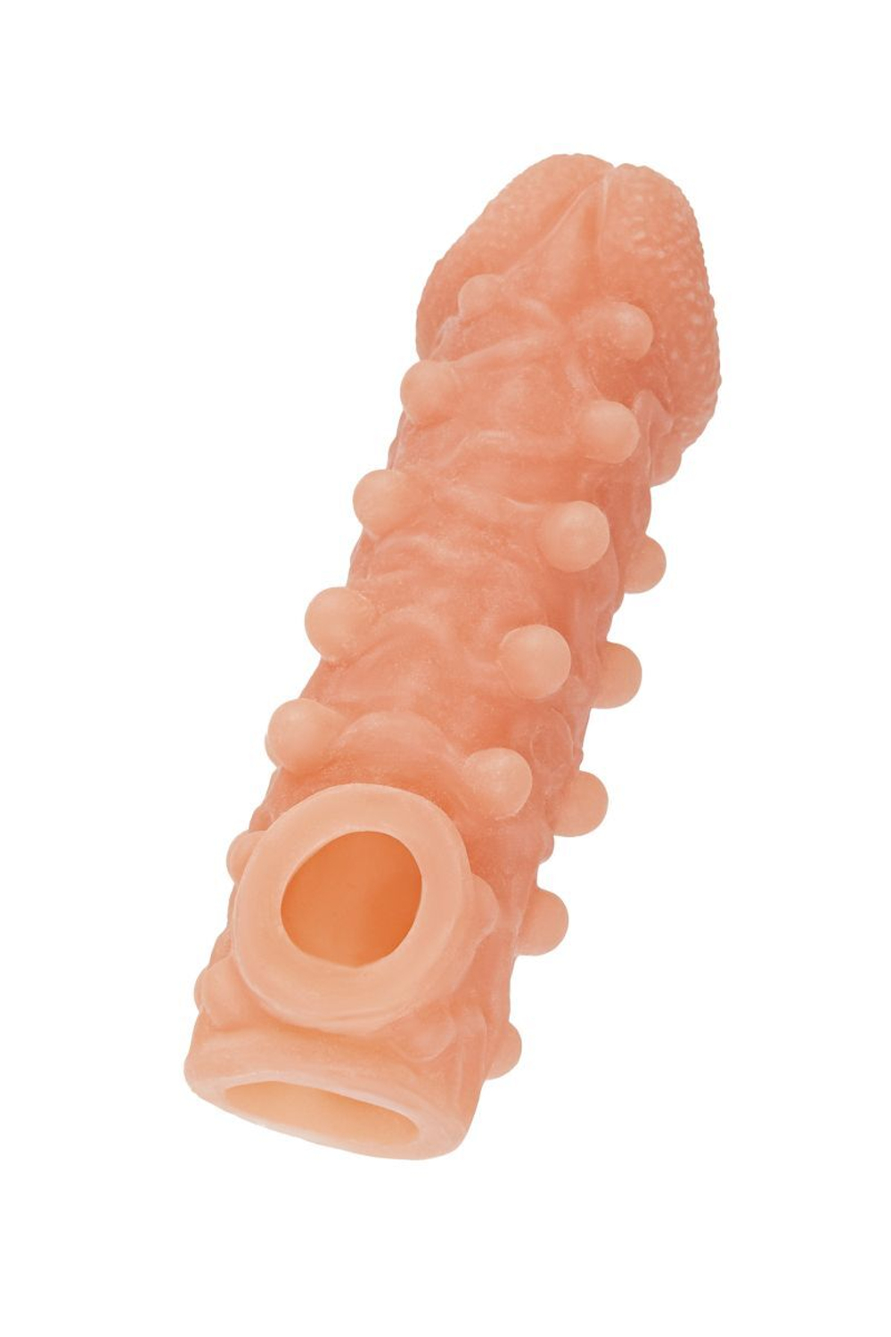 Телесная закрытая насадка с шариками cock sleeve 010 size l - 17,6 см.