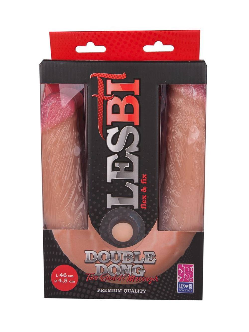 Двусторонний фаллоимитатор flex&fix - 46 см.