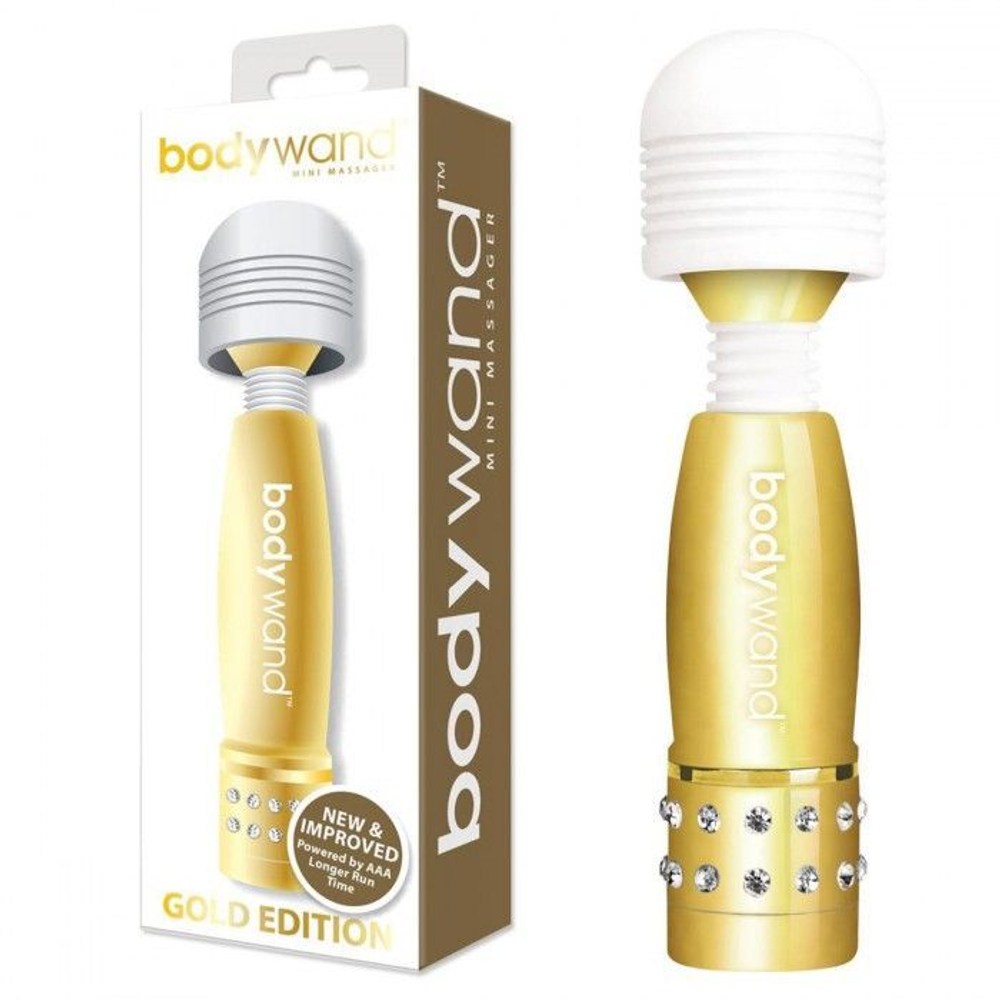 Фиолетово-белый жезловый мини-вибратор с кристаллами mini massager