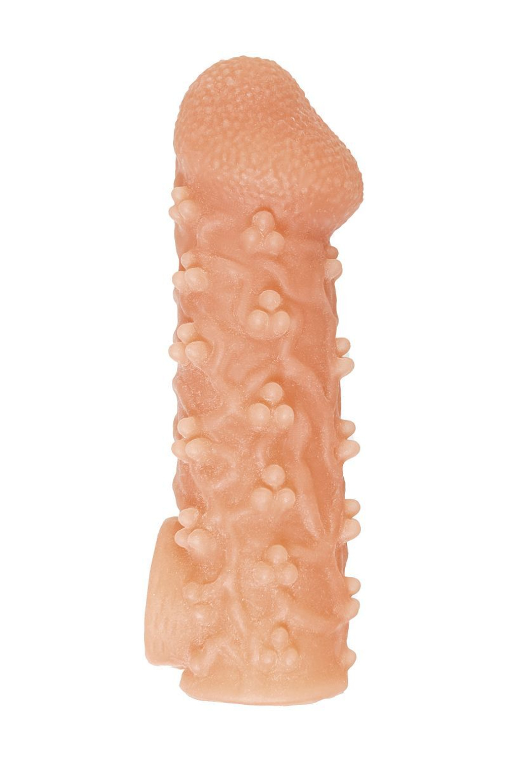 Телесная закрытая насадка с пучками шишечек cock sleeve 009 size l - 17,6 см.