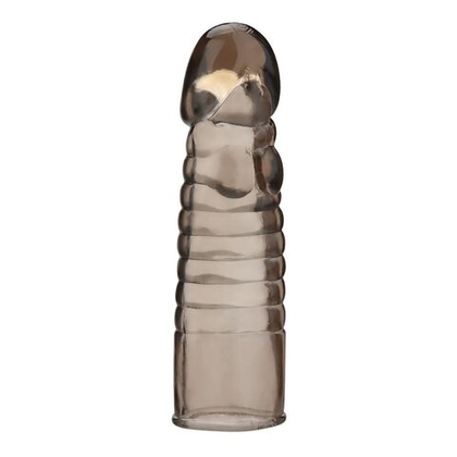 Дымчатая насадка-удлинитель ribbed realistic penis enhancing sleeve extension - 15,2 см.