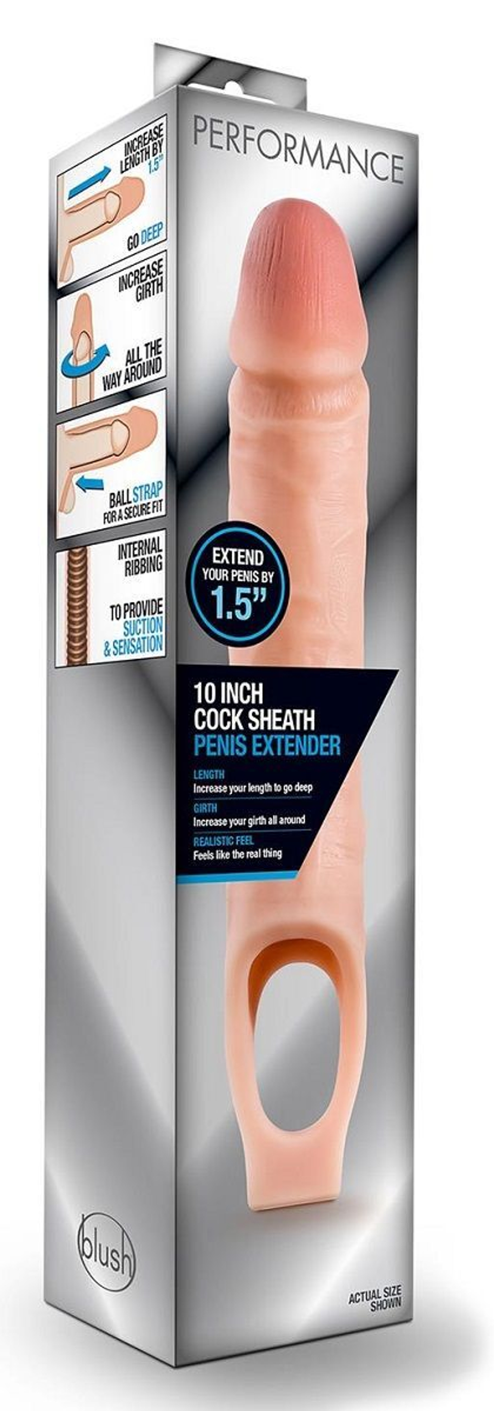Телесная насадка на пенис 10 inch cock sheath extender - 25 см.