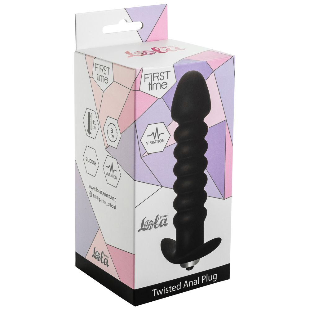 Чёрная анальная вибропробка twisted anal plug - 13 см.