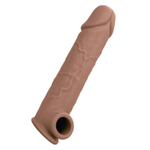 Коричневая удлиняющая насадка на член life-like extension 8” - 20,25 см.