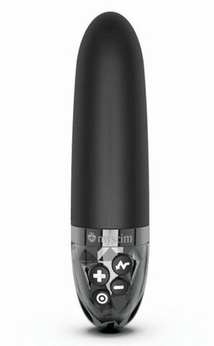 Черный вибратор с электростимуляцией sleak freak - 14 см.