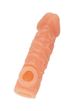 Телесная закрытая насадка с шершавой головкой cock sleeve 007 size m - 15,6 см.